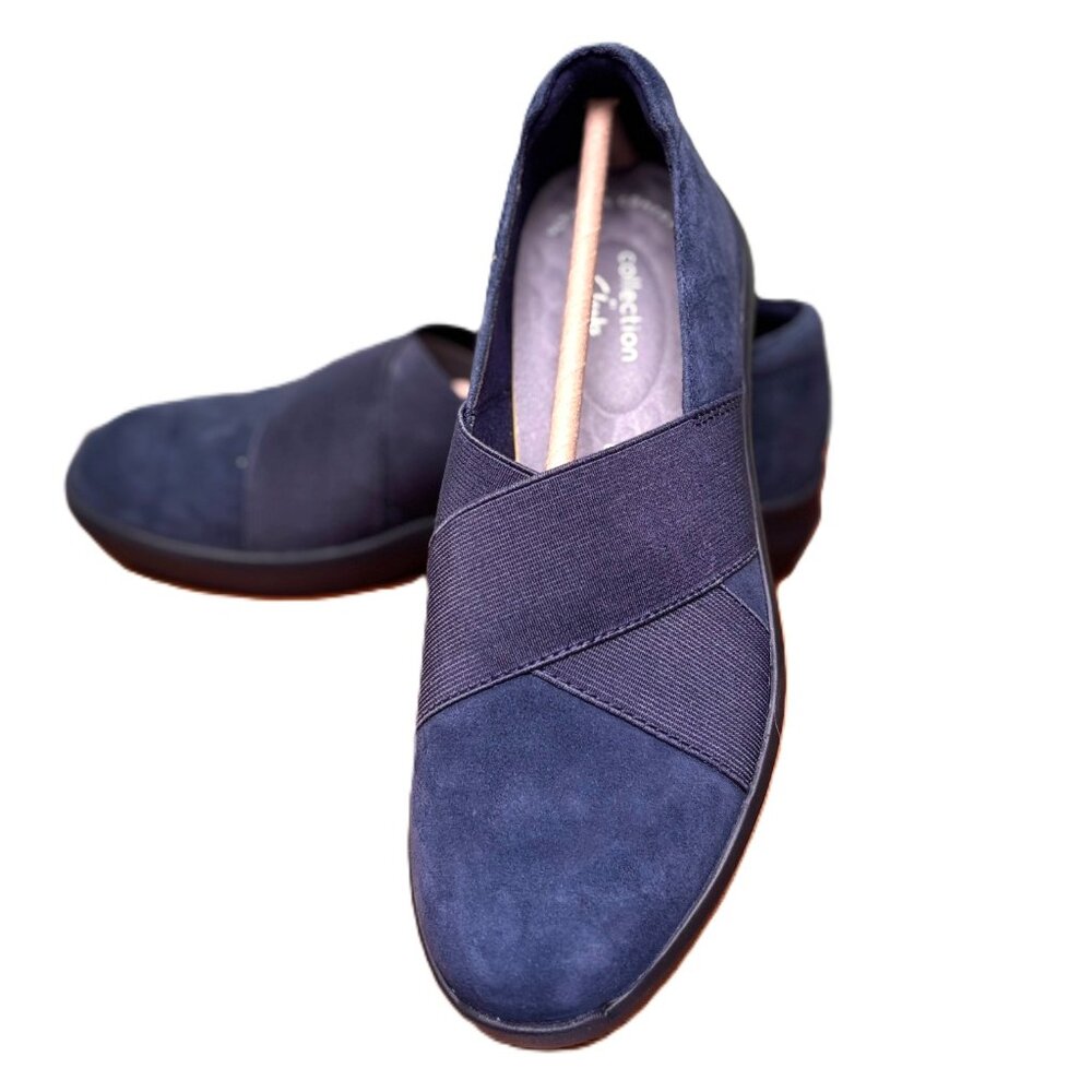 Clarks Kayleigh Slip Navy Suede 5.5M shoes NIB